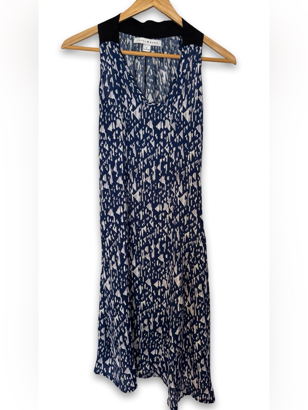Loyal Hana navy geometric print midi dress size medium